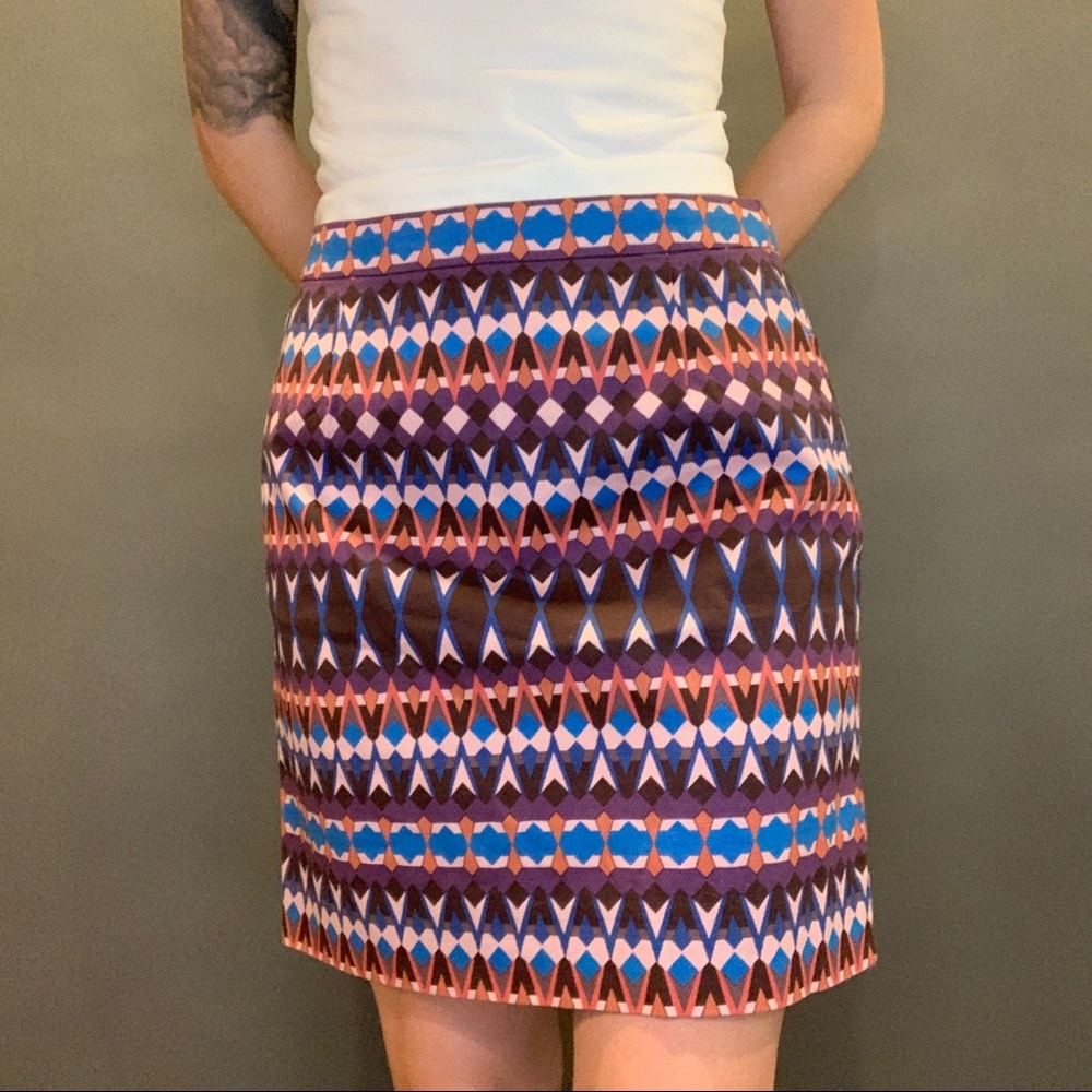 NWT ~ J. Crew Geometric Colorful High Waist Mini Skirt Womens Size 2 Jewel Tones